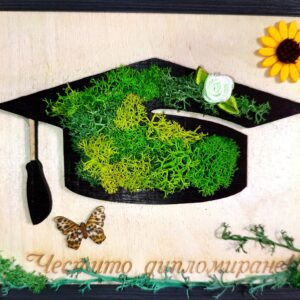 Пано-шапка със скандинавски мъх за дипломиране
