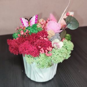 Вълнообразна кашпа със скандинавски мъх Handmade