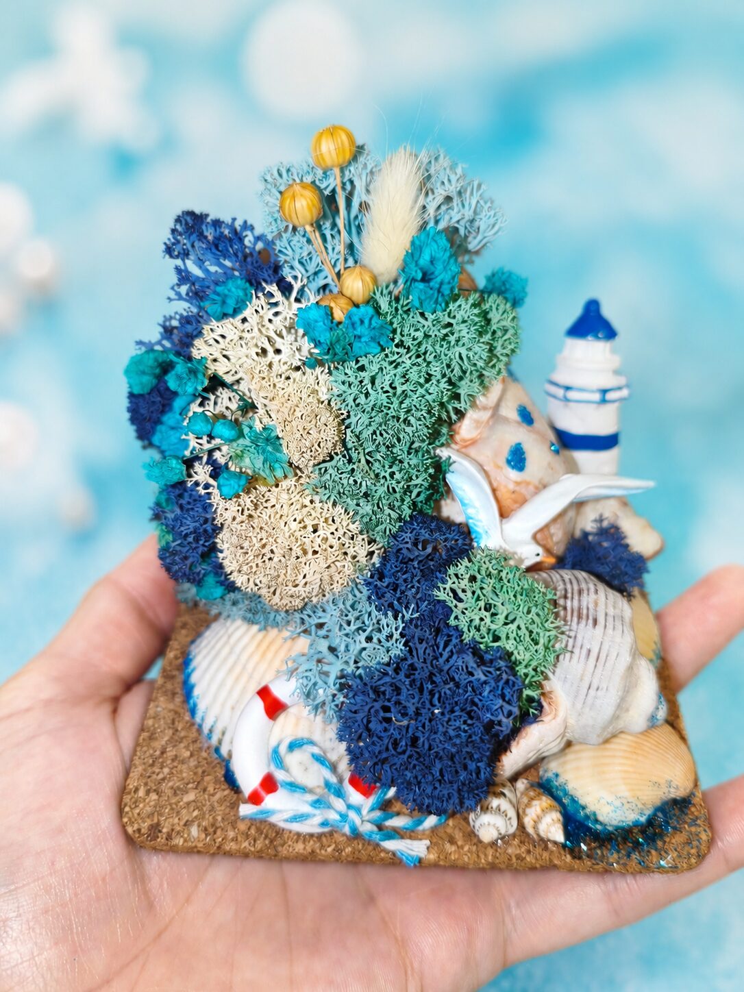 Морска декорация с естествени миди и скандинавски мъх Handmade by Pepy